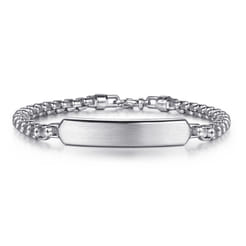 925 Sterling Silver Solid Round Box Chain ID Bracelet
