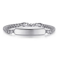 925 Sterling Silver Solid Round Box Chain ID Bracelet