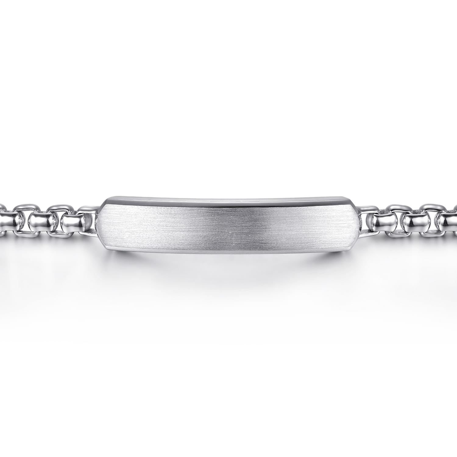 925 Sterling Silver Solid Round Box Chain ID Bracelet - Shot 2