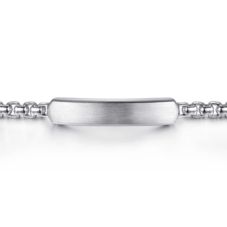 925 Sterling Silver Solid Round Box Chain ID Bracelet - Shot 2