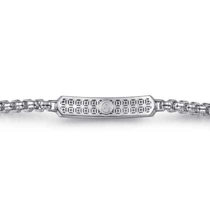 925 Sterling Silver Solid Round Box Chain ID Bracelet