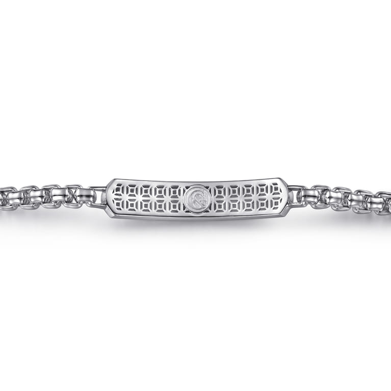 925 Sterling Silver Solid Round Box Chain ID Bracelet - Shot 3