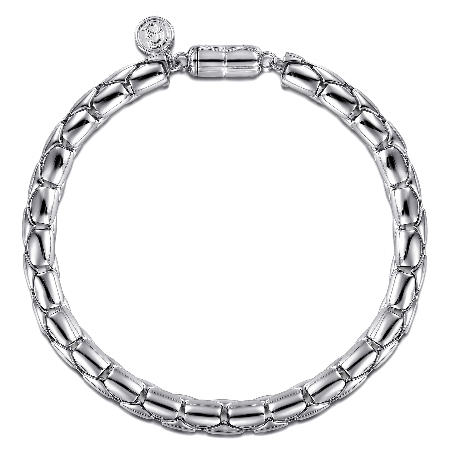 925 Sterling Silver Solid Tubular Chain Bracelet - Shot 1