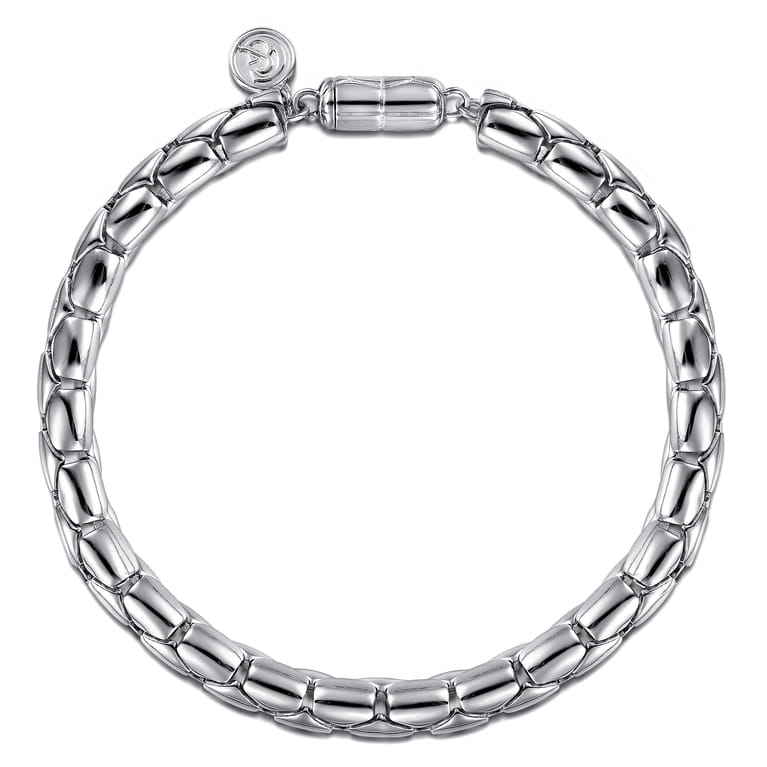 925 Sterling Silver Solid Tubular Chain Bracelet - Shot 1