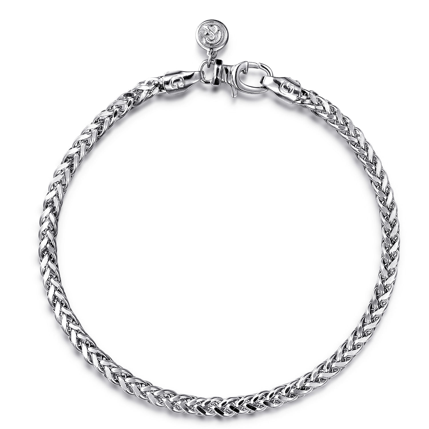 925 Sterling Silver Solid Wheat Chain Bracelet  - Shot 1