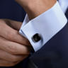 925 Sterling Silver Square Cufflinks with Onyx Stones
