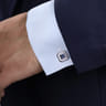 925 Sterling Silver Square Cufflinks with Princess Cut Sapphire Stones