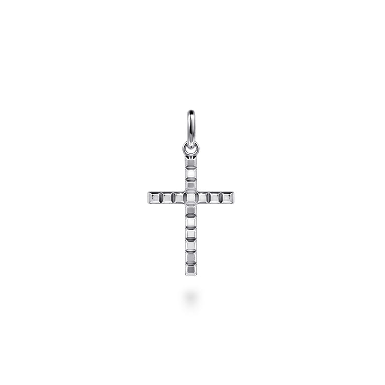925 Sterling Silver Square Station Mini Cross Pendant - Shot 1