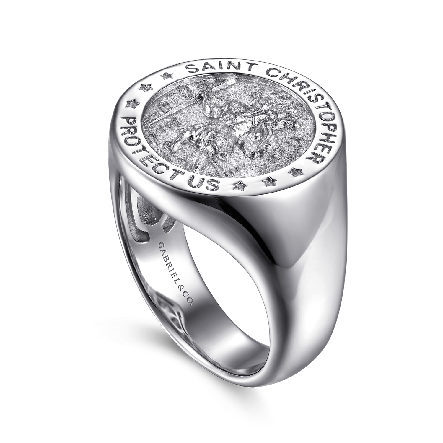 925 Sterling Silver St. Christopher Protect Us Signet Ring - Shot 3