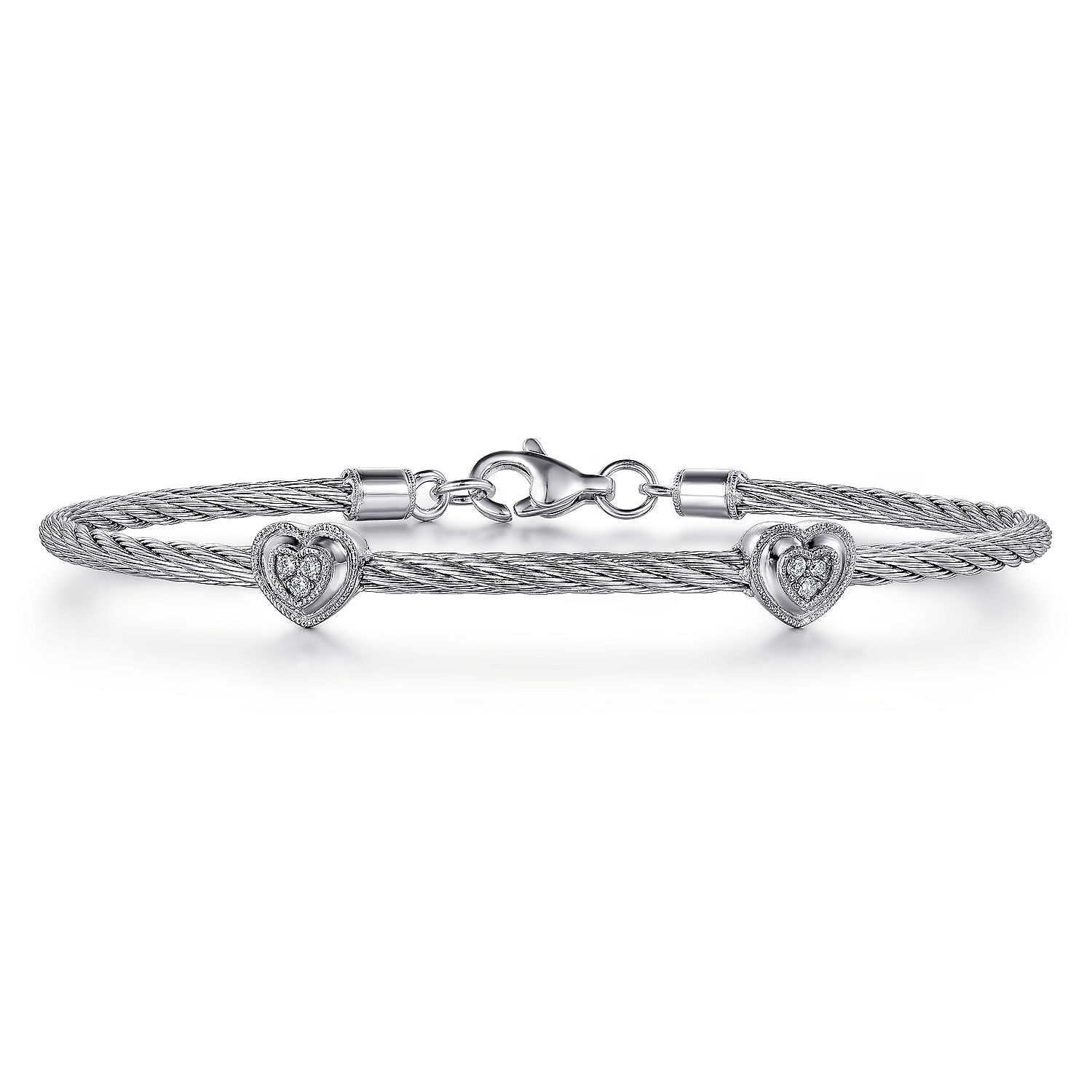 925-Sterling-Silver-Stainless-Steel-Heart-Cluster-Diamond-Twisted-Cable-Bangle1