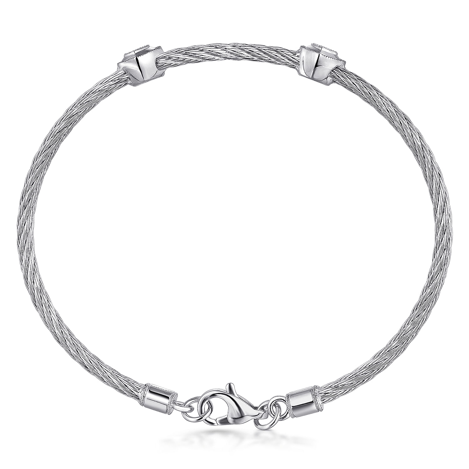 925-Sterling-Silver-Stainless-Steel-Heart-Cluster-Diamond-Twisted-Cable-Bangle3