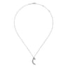 925 Sterling Silver Star and Black Rhodiumed Moon Charm Necklace with White Sapphire