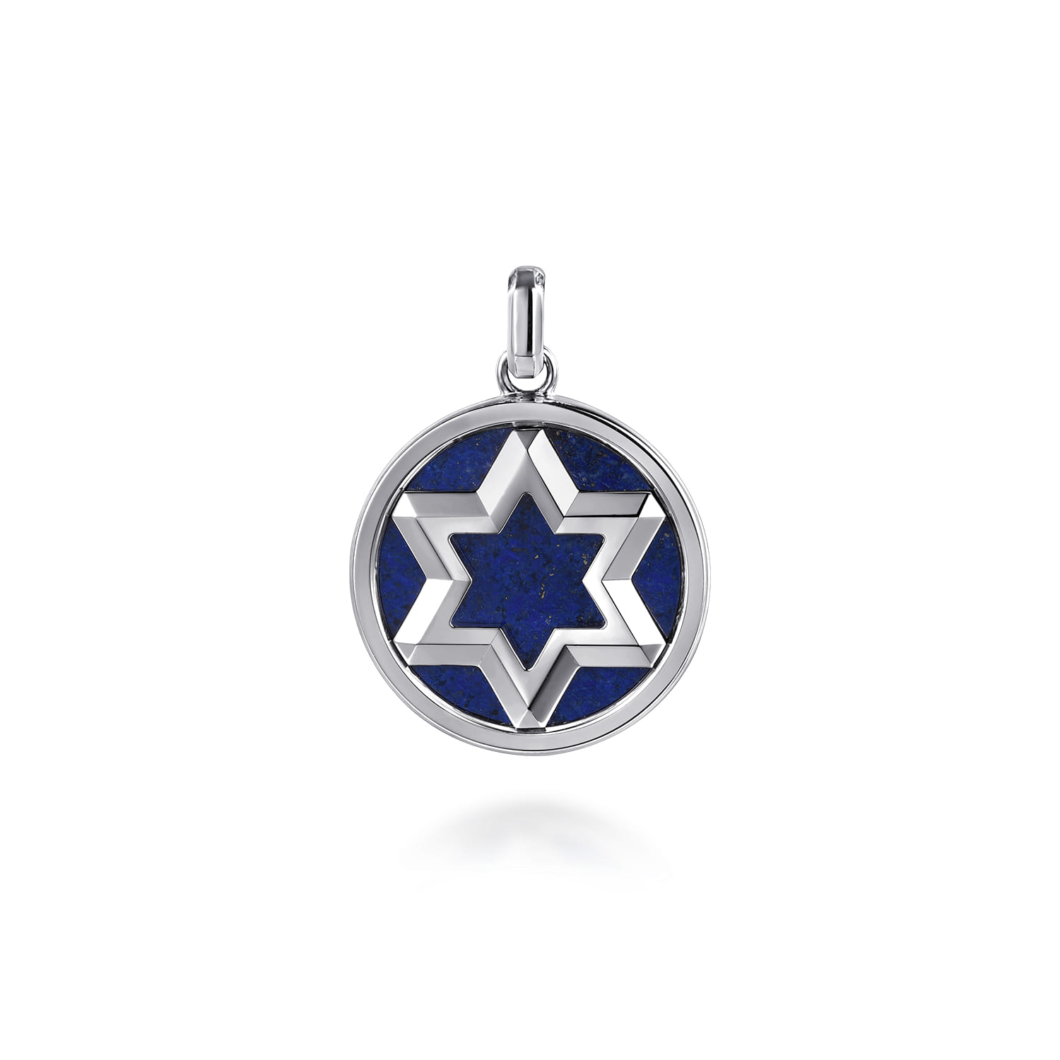 925 Sterling Silver Star of David Lapis Pendant - Shot 1