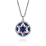 925 Sterling Silver Star of David Lapis Pendant