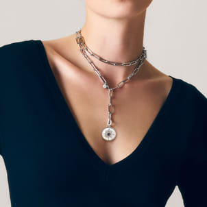 925 Sterling Silver Starburst Blue Sapphire and White Sapphire Bujukan Medallion Pendant in size 24mm With Detachable Bail