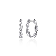 925 Sterling Silver Stronger Together Twisted Huggie Earrings
