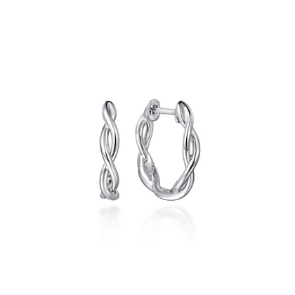 925 Sterling Silver Stronger Together Twisted Huggie Earrings