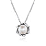 925 Sterling Silver Swirling Cultured Pearl Pendant Necklace