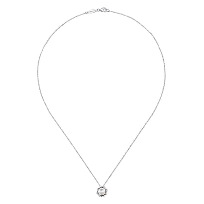 925 Sterling Silver Swirling Cultured Pearl Pendant Necklace