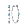 925 Sterling Silver Swiss Blue Topaz Bujukan Classic 40mm Hoop Earrings
