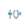 925 Sterling Silver Swiss Blue Topaz Bujukan Huggies
