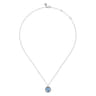 925 Sterling Silver Swiss Blue Topaz Bujukan Round Shape Necklace With Pattern