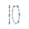 925 Sterling Silver Swiss Blue Topaz Classic Hoop Earrings 40mm-Bujukan