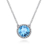 925 Sterling Silver Swiss Blue Topaz Pendant Necklace