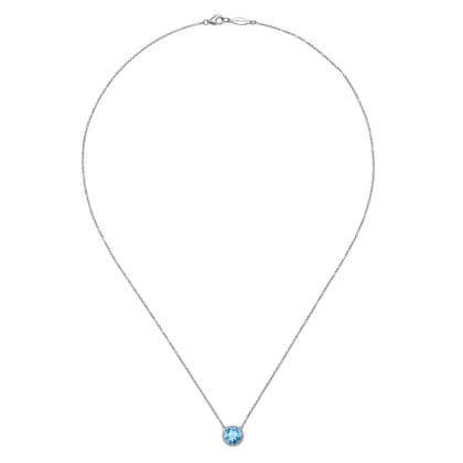 925 Sterling Silver Swiss Blue Topaz Pendant Necklace