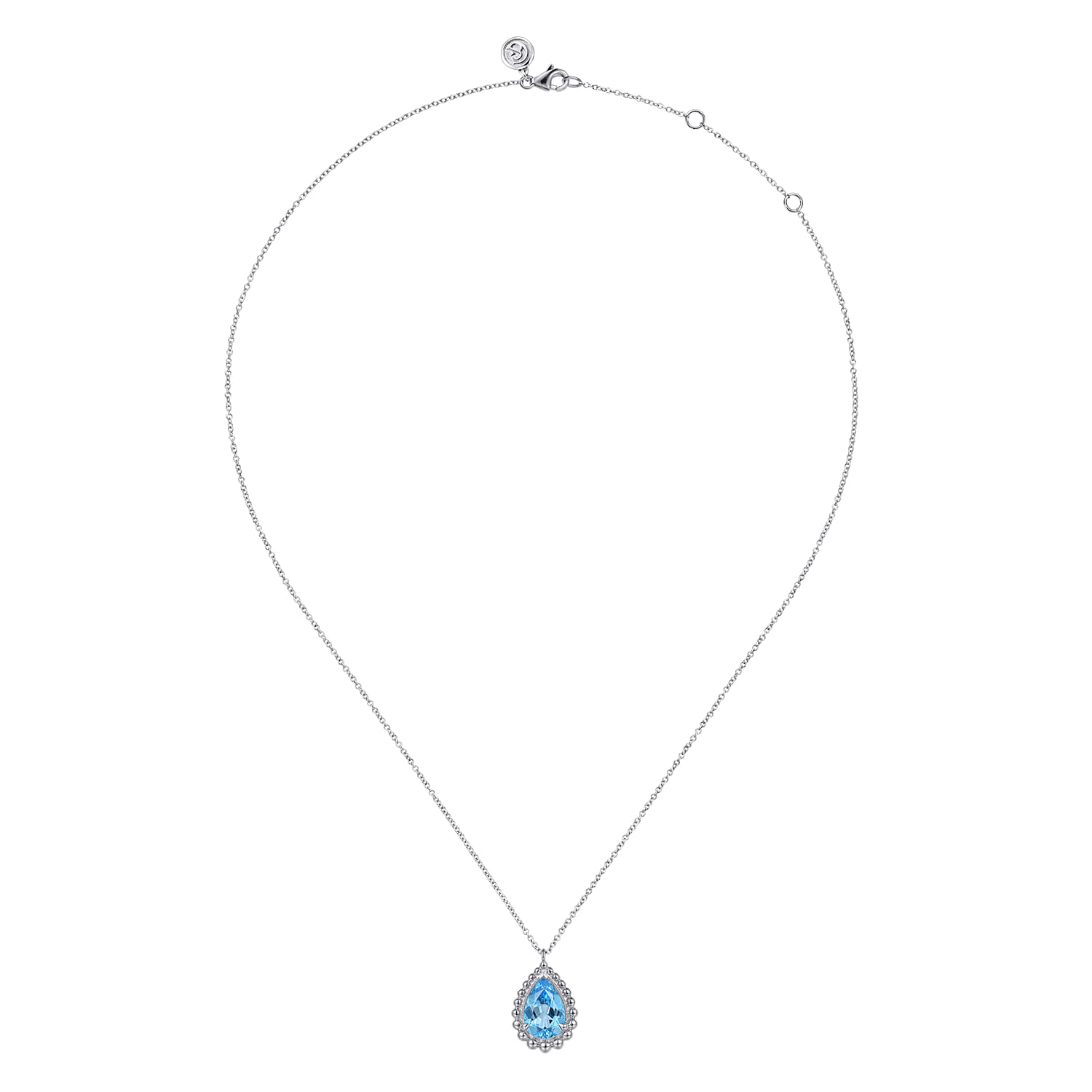 925 Sterling Silver Swiss Blue Topaz Teardrop Pendant Necklace-Bujukan