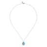 925 Sterling Silver Swiss Blue Topaz Teardrop Pendant Necklace-Bujukan