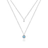 925 Sterling Silver Swiss Blue Topaz and Diamond Layered Necklace - 0.04 ct