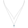 925 Sterling Silver Swiss Blue Topaz and Diamond Layered Necklace - 0.04 ct
