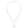 925 Sterling Silver Swiss Blue Topaz and Diamond Layered Necklace - 0.04 ct