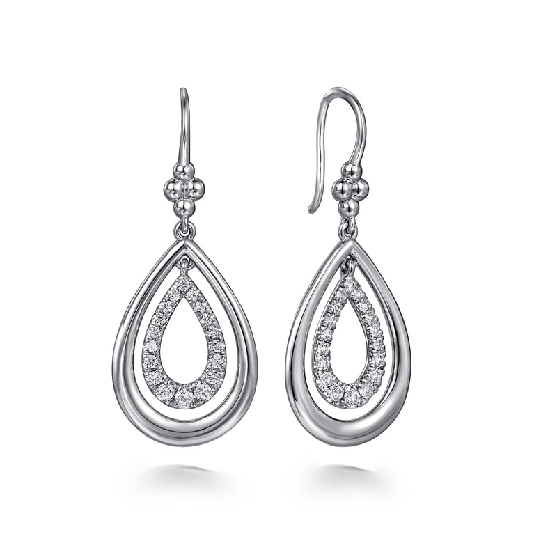 925 Sterling Silver Teardrop Earrings-Bujukan - Shot 1
