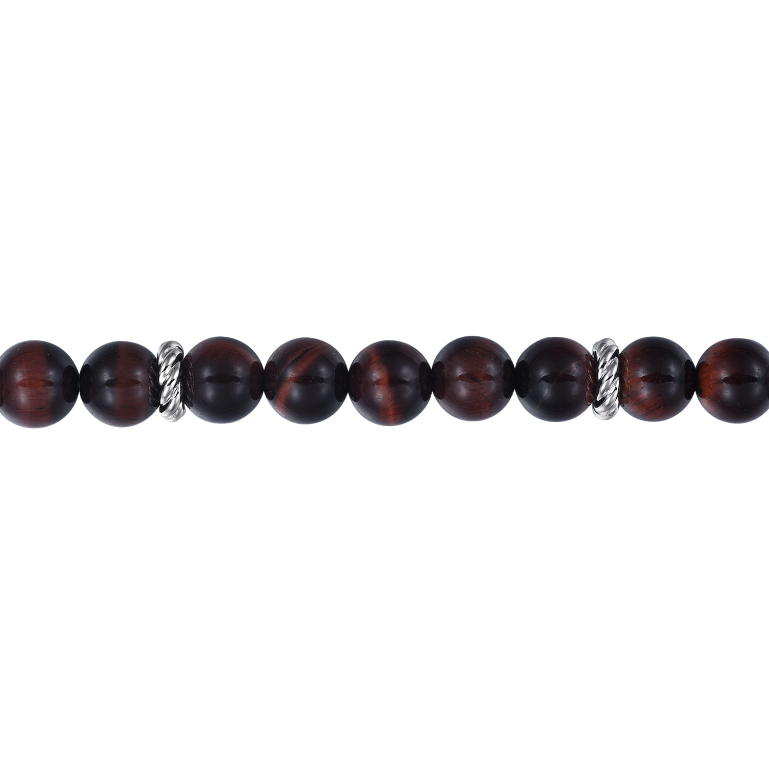 925 Sterling Silver Tiger Eye Beaded Bracelet 8mm - Shot 2