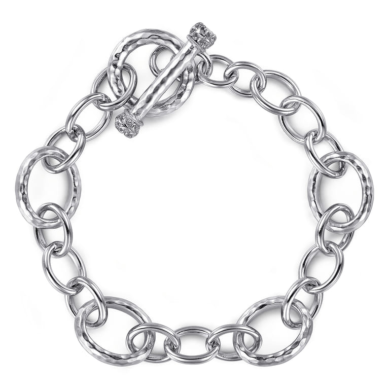 925 Sterling Silver Toggle Link Chain Bracelet - Shot 1