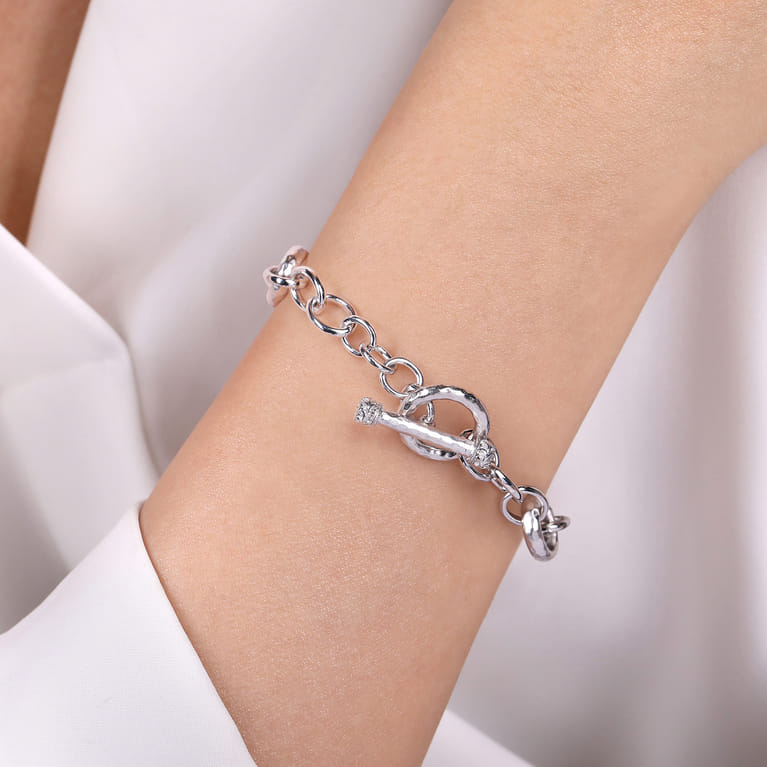 925 Sterling Silver Toggle Link Chain Bracelet - Shot 4