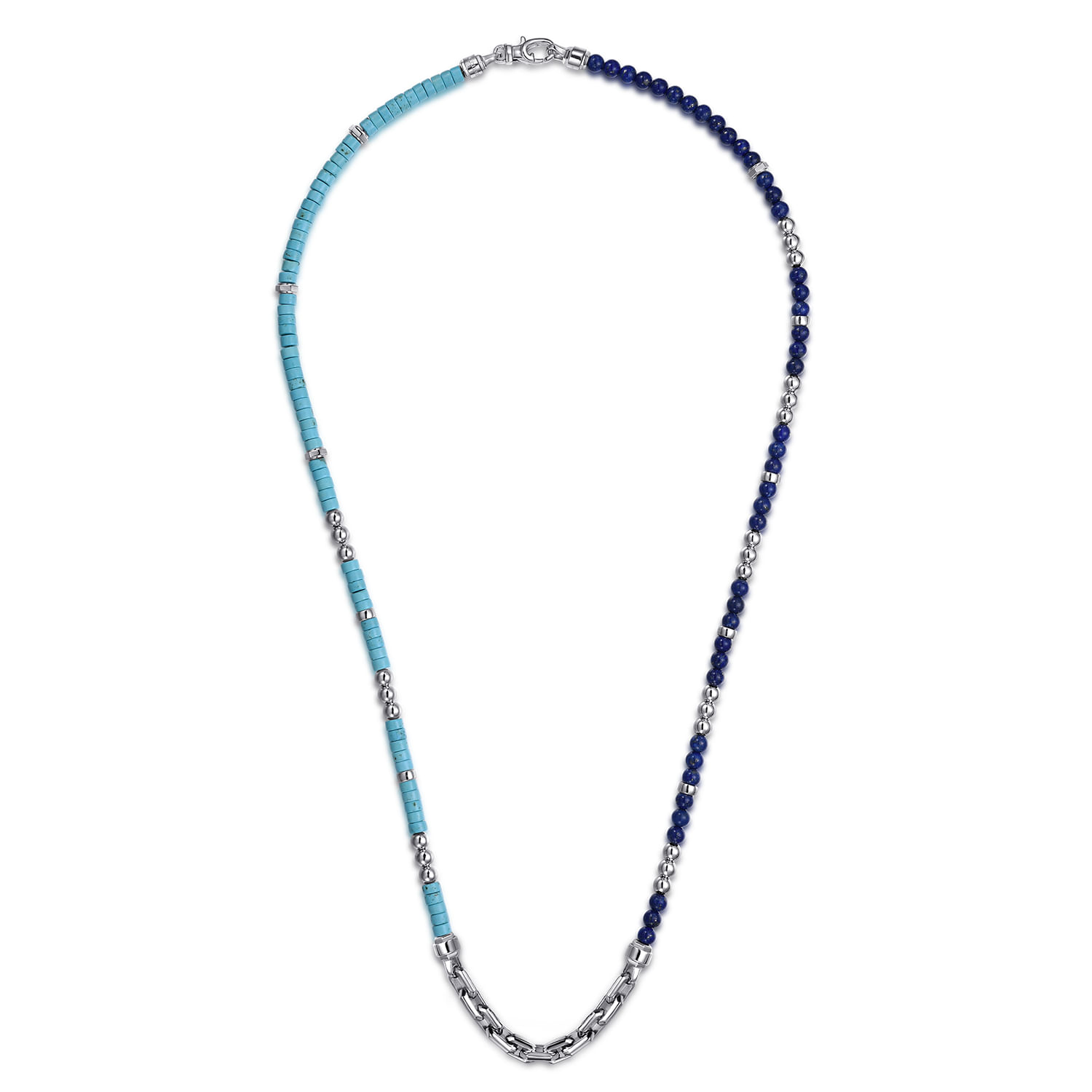925 Sterling Silver Turquoise and Lapis Wrap Bracelet and Necklace