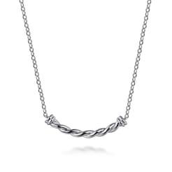 925 Sterling Silver Twisted Bar Necklace
