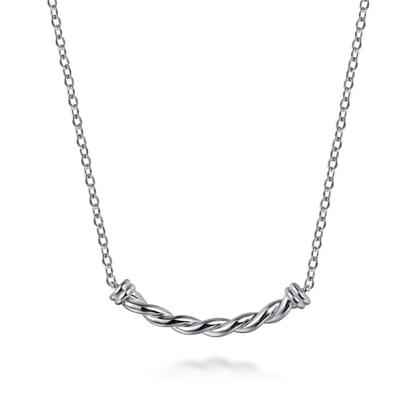 925 Sterling Silver Twisted Bar Necklace
