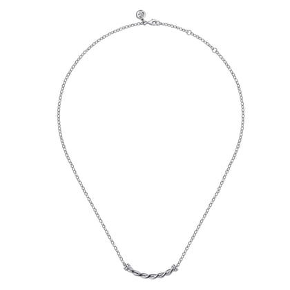 925 Sterling Silver Twisted Bar Necklace