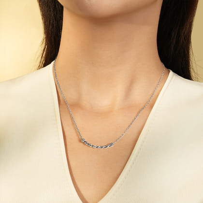 925 Sterling Silver Twisted Bar Necklace