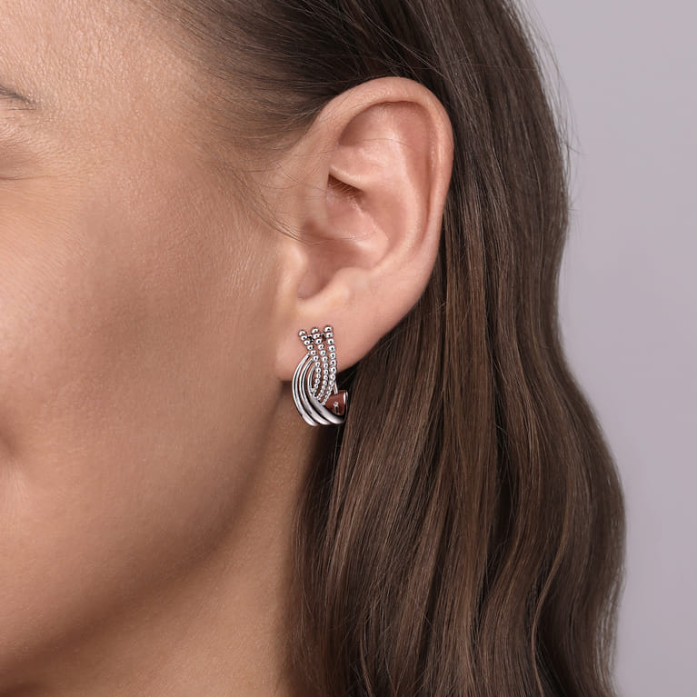 925 Sterling Silver Twisted Bujukan Earrings - Shot 2