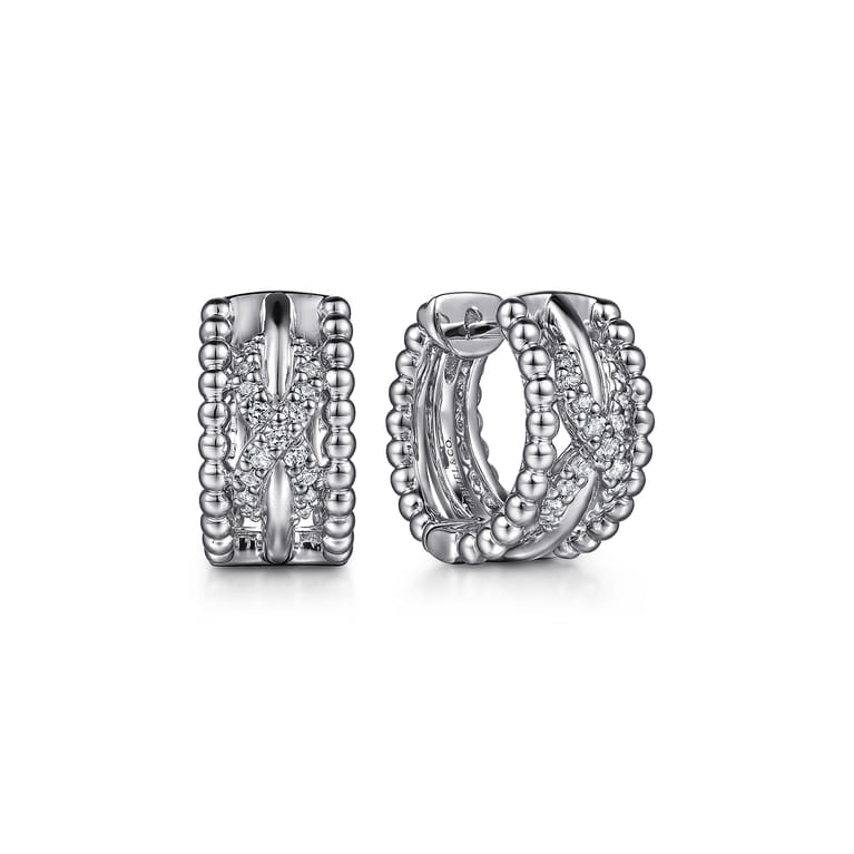 925 Sterling Silver Twisted Bujukan Huggie Earrings - Shot 1