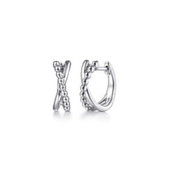 925 Sterling Silver Twisted Huggie Earrings-Bujukan