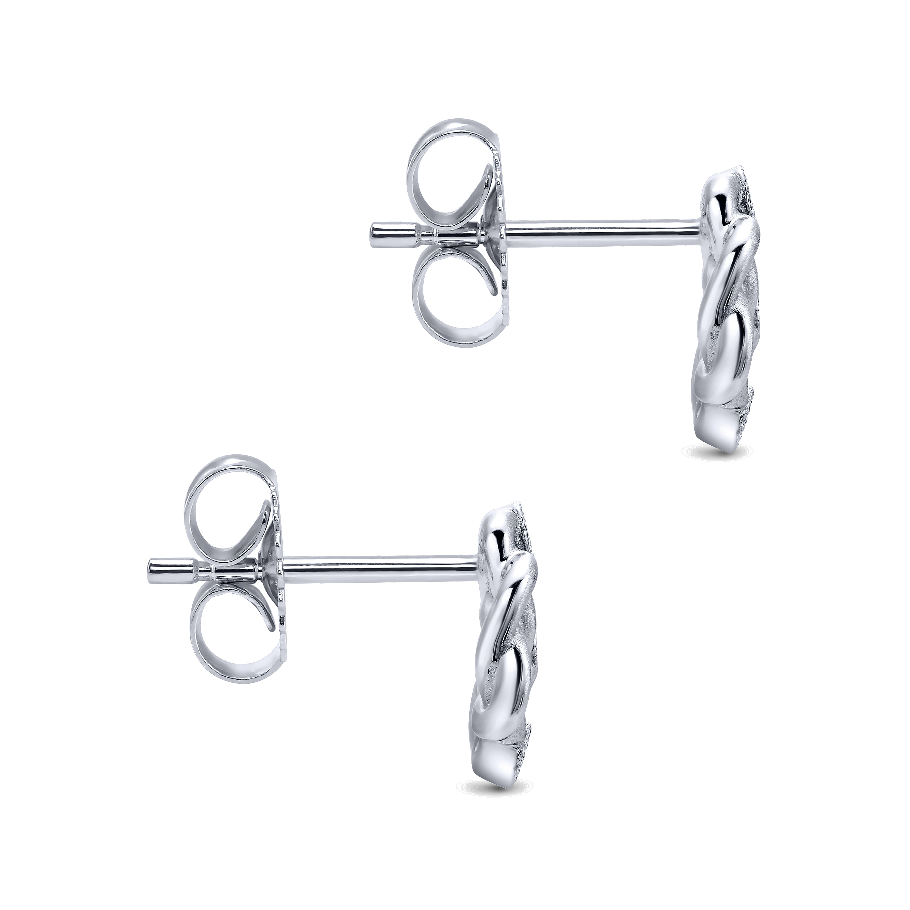 925 Sterling Silver Twisted Knot Diamond Stud Earrings - 0.05 ct - Shot 3