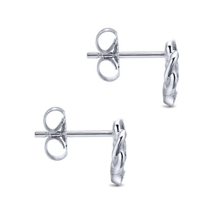 925 Sterling Silver Twisted Knot Diamond Stud Earrings