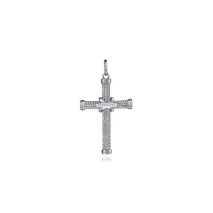 925 Sterling Silver Twisted Rope Cross Pendant with X Center
