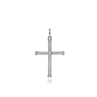 925 Sterling Silver Twisted Rope Cross Pendant
